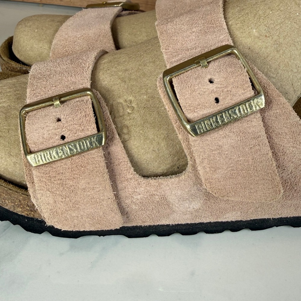 Birkenstock Arizona Suede Leather Sandals Pink Rose Womens 39 EU - 8/ 8.5 - Picture 3 of 15